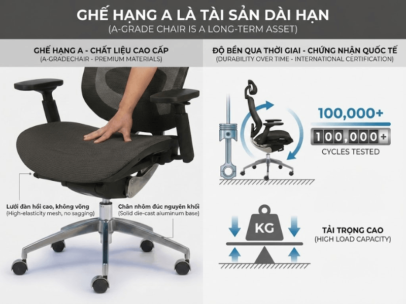 Tiêu chuẩn ghế công thái học văn phòng hạng A