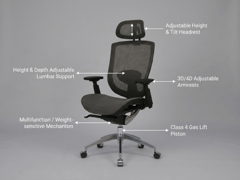 Tiêu chuẩn ghế công thái học văn phòng hạng A - 2