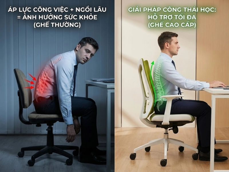 Ghế công thái học cao cấp hỗ trợ sức khỏe tối đa cho quản lý cấp trung