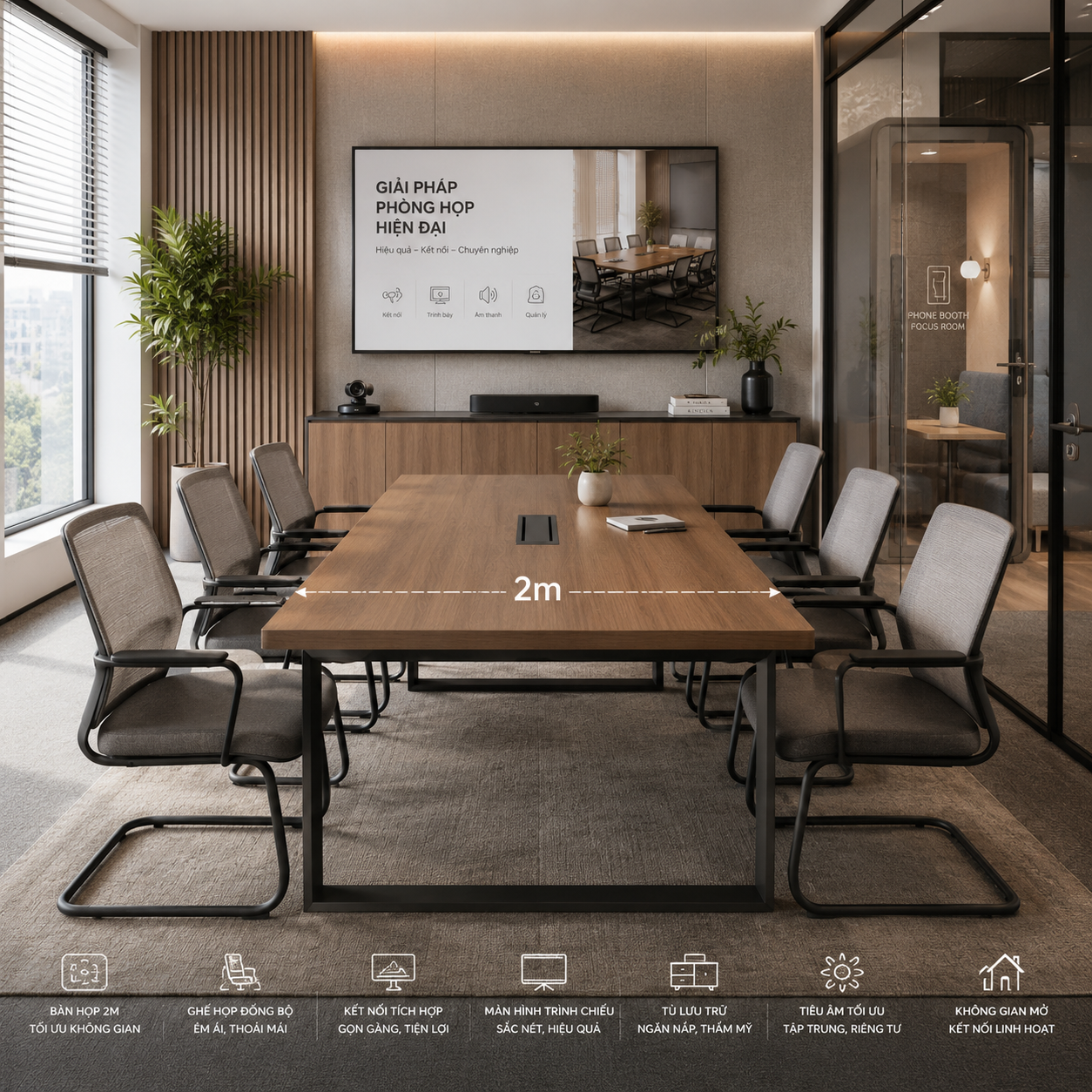 Các lưu ý khi lựa chọn bàn họp 2m