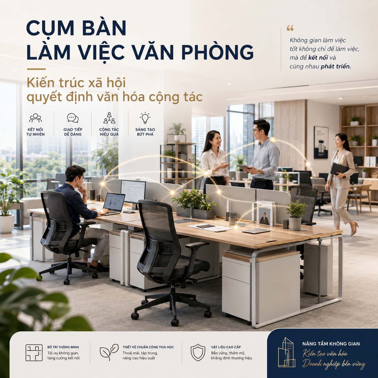Cụm Bàn Làm Việc Văn Phòng: Kiến Trúc Xã Hội Quyết Định Văn Hóa Cộng Tác