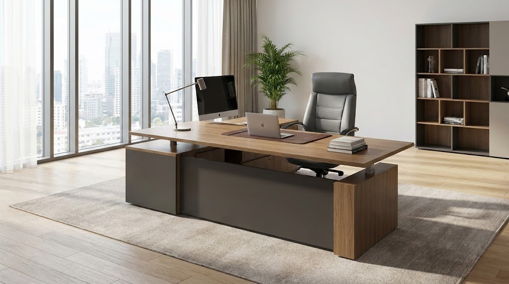 Bàn làm việc chân gỗ