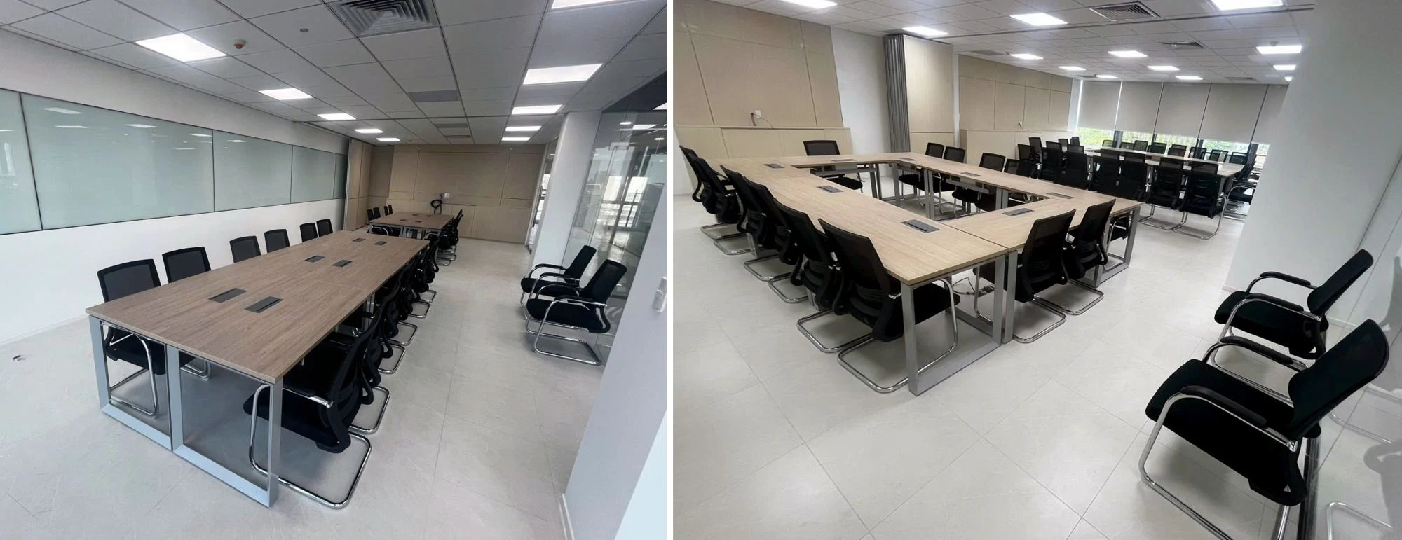 Kết hợp hài hoà giữa kích thước bàn họp và tổng thể không gian